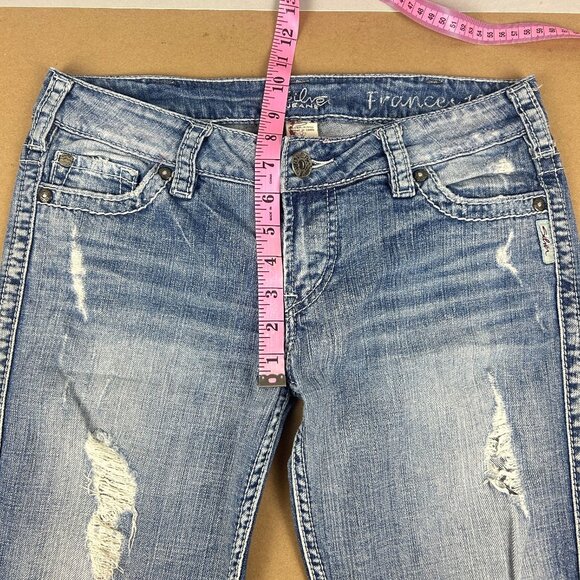 Silver Jeans Frances 18" Bootcut Distressed Jeans Womens W30/L31 Blue - Picture 6 of 10